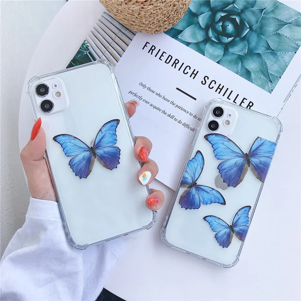 

Retro Butterfly TPU Soft Clear Phone Case For iPhone 11 Pro Max SE 2020 2 X XS XR 8 7 6 S Plus Transparent Shockproof Back Cover