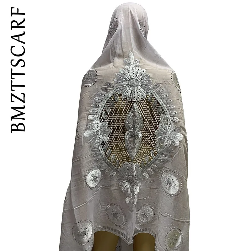 

High Quality Women Cotton Big Scarfs Nice Embroidery on the back Multifunctional Scarfs for African Women BM908