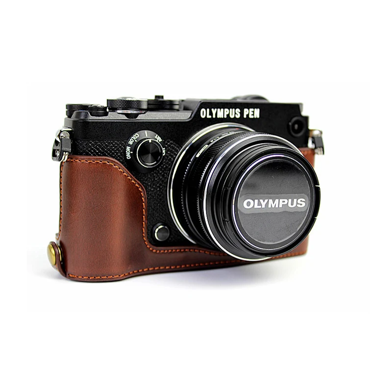 Из искусственной кожи чехол половина тела камера крышка сумка для Olympus PEN F PENF