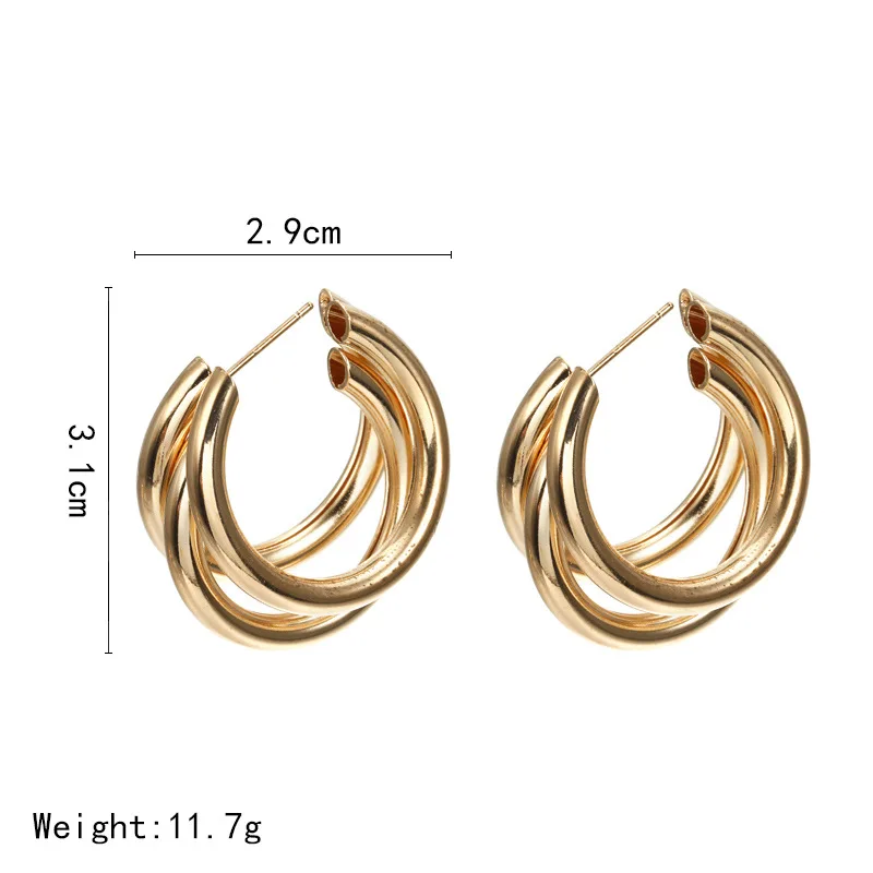 Vintage Gold Statement Earrings Elegant Fashion Metal Trendy Stainless Steel Hoop Accessories for Wedding Party | Украшения и