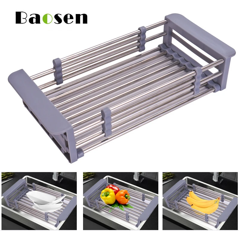 Регулируемый стеллаж для слива раковины из нержавеющей стали кухонный фильтр