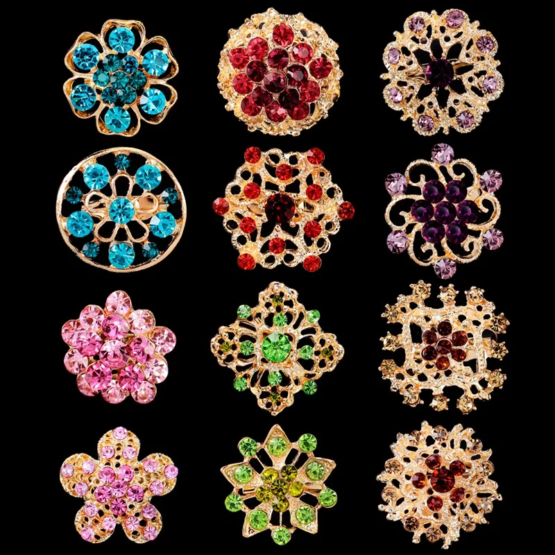 

12Pcs/set Luxury Bauhinia Flower Brooch for Women Lady Elegant Annual Jewelry Trendy Style