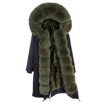 2020 new style fox fur collar access control fur over the knee detachable rabbit fur liner long pie overcoming coat