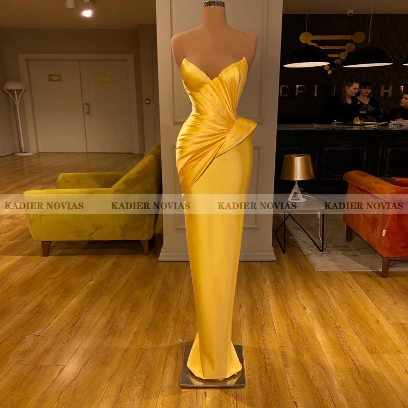 

Женское длинное желтое атласное вечернее платье Kadier Novias, модель 2021 года, бальное платье для выпускного вечера