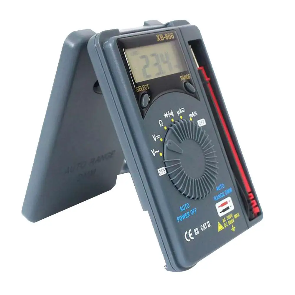 

XB866 Portable Mini Digital LCD Multimeter Auto Range DC AC Volt Ohm Tester