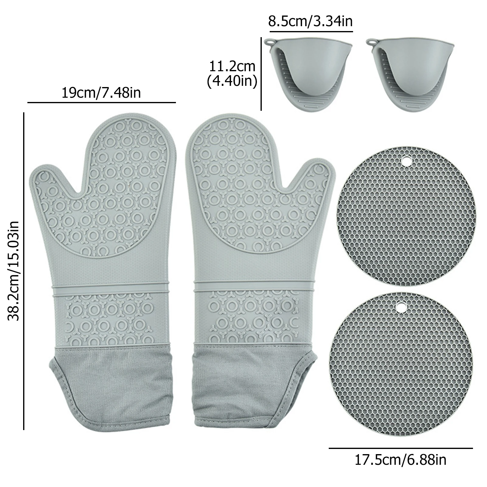 

Silicone Oven Mitts And Pot Holder Set Extra Long Mittens Hot Pads Potholders Heat Resistant Gloves For Kitchen Baking Cooking