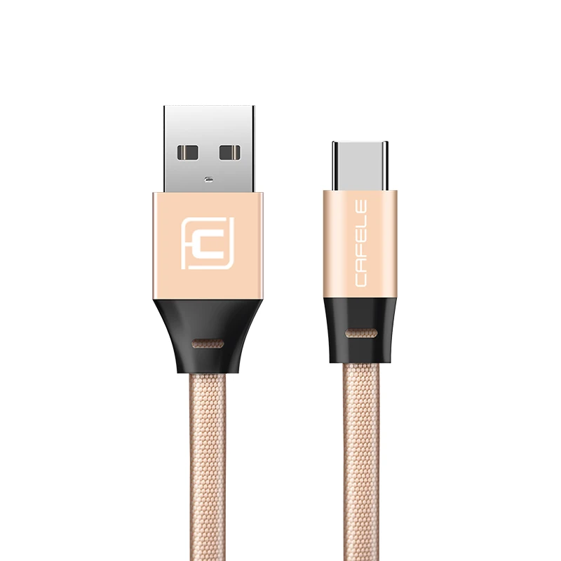 Cafele Тип usb C кабель для Xiaomi samsung huawei USB кабель быстрого зарядного устройства 8 Pin цинкового сплава для Тип usb-C кабель для передачи данных - Цвет: Gold