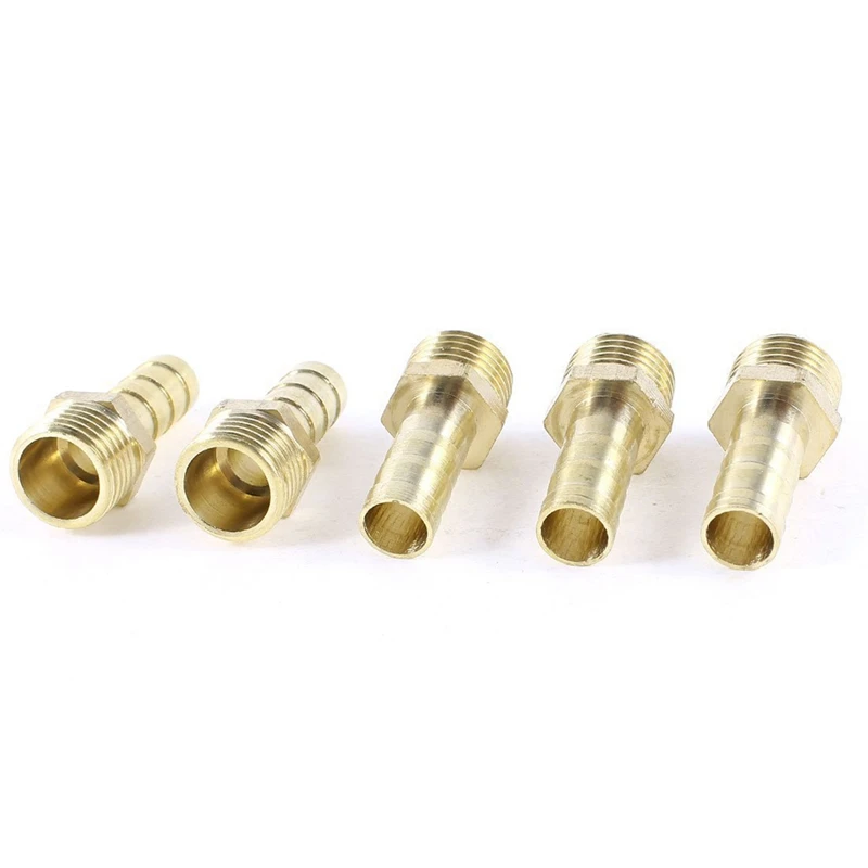 

5Pcs 1/4inch PT Male Thread to 8mm Hose Barb Brass Straight Coupling Fitting