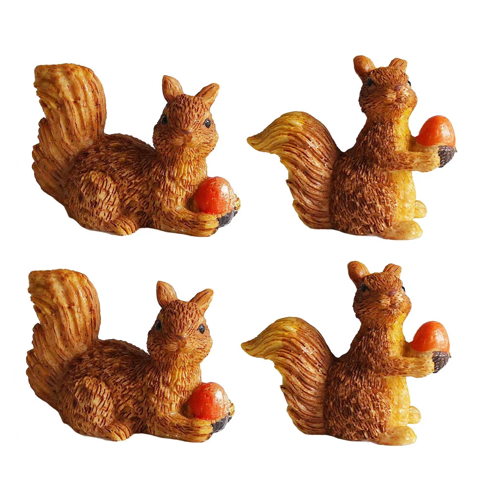 

4 шт. миниатюрные садовые украшения, полимерные мини-фигурки белки, украшения