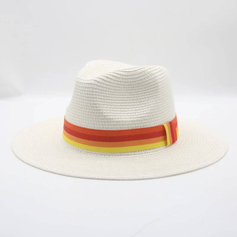 

summer hats women men wide brim ribbon band green red sun hats khaki black white sun protection casual panama beach straw hats