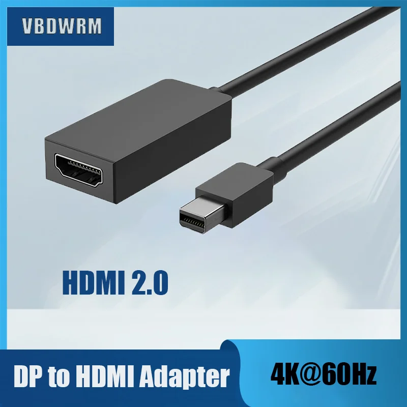 

Active Mini DisplayPort to HDMI-compatible Cable Adapter HD 2.0 4K@60Hz Cable for Microsoft Surface Pro 6/4/3 Surface Book