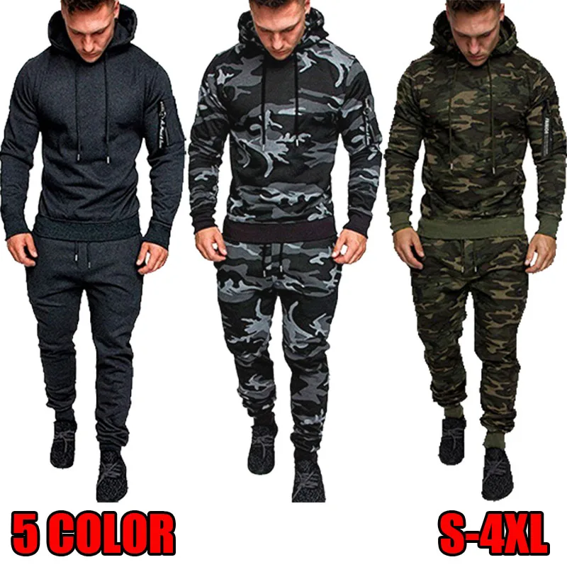 

Men's Sergeant Camouflage Hooded Sweater Hoodie And Casual Camouflage Trousers Two-Piece Suit Men's Outdoor Sportswear Set