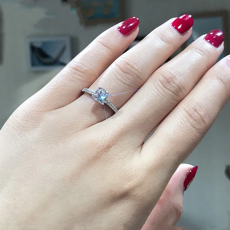 Классическое роскошное кольцо из настоящего серебра 925 пробы бриллиантовое 2Ct 10