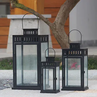 

Windproof Candle Holder Metal Outdoor Glass Iron Black Retro Morocco Wedding Candle Holder Nordic Hanging Lantern Holder MM60ZT