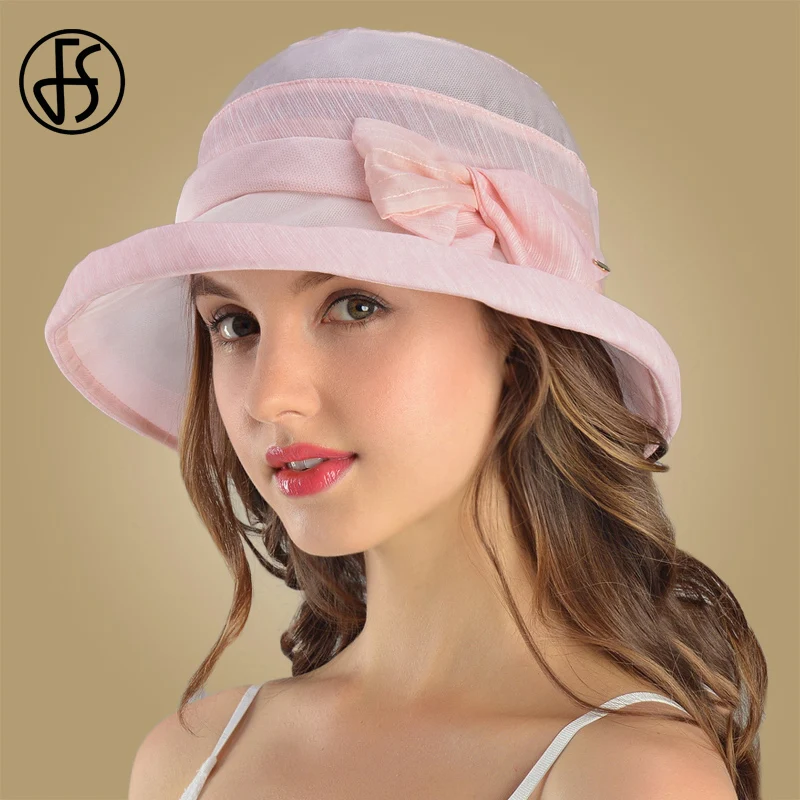FS 2020 Новая Женская Летняя шелковая шляпа от солнца с широкими полями цветочные