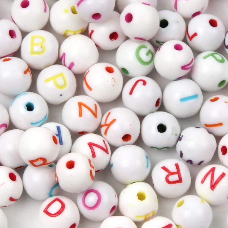 

100pcs 8mm Mixed Letter Acrylic Beads Round Loose Spacer Alphabet Beads For Jewelry Making DIY Bracelet Necklace Accessories