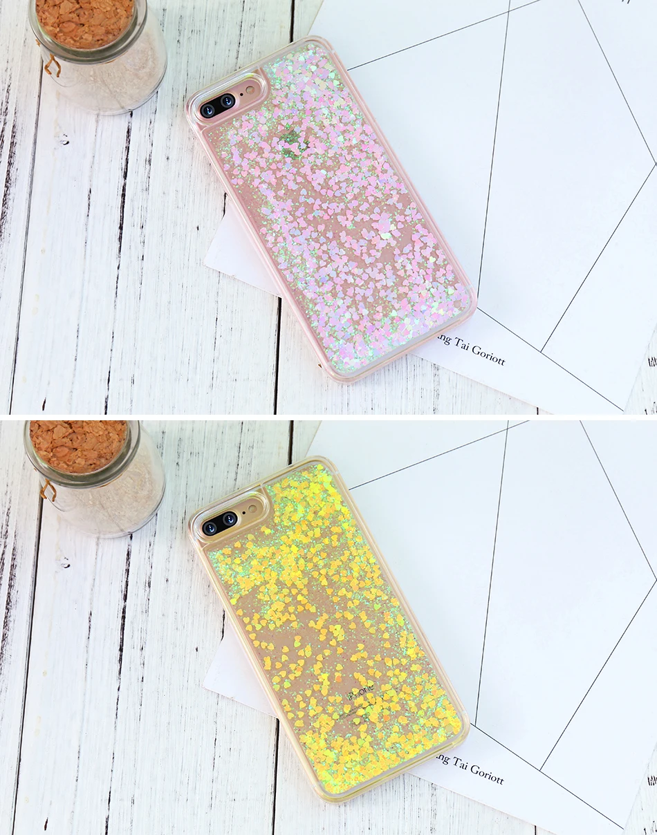 Чехол Quicksand для iphone 7 6 s Plus, чехол с милыми блестками, блестящая пластиковая задняя крышка для iphone 7 6s 5, 4S чехол s