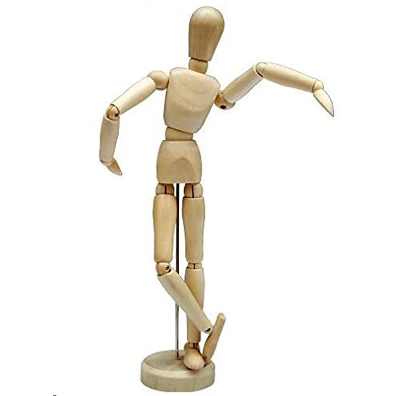 

12 Inch Flexible Wooden Puppet Model Removable Wooden Artist's Sketch Model Home Office Desk Decoration 2 Pcs