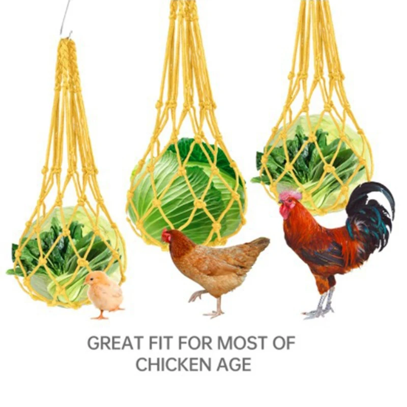 

Chicken Vegetable Net Bag Fruit Treat Snack Holder Hanging Feeder Coop Feeding Tool for Hens Goose Duck Large Birds