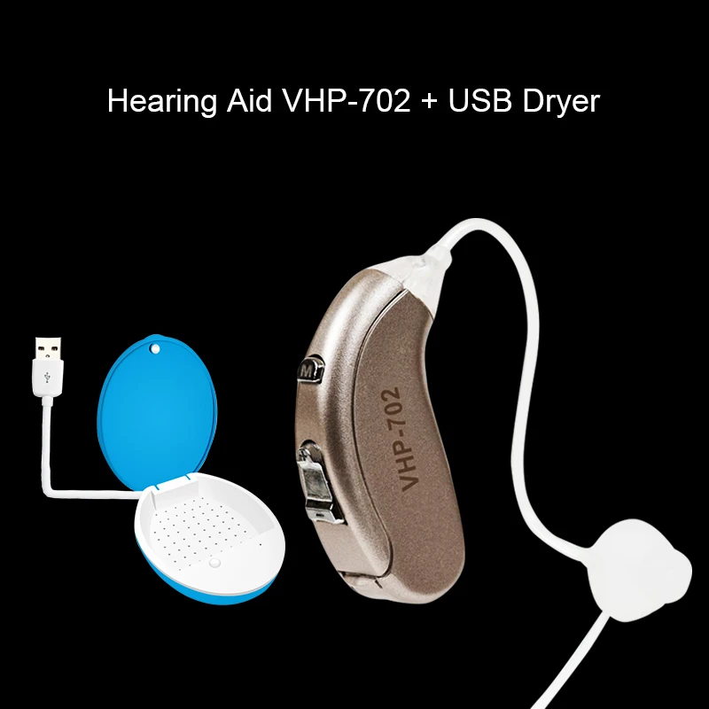 Hearing Aid w Dryer 4-канальный цифровой RIC слуховой аппарат для пожилых людей мини невидимые BTE звуковые усилители ушной инструмент для ухода за умеренными и тяжелыми потерями - Цвет: Hearing Aid w Dryer