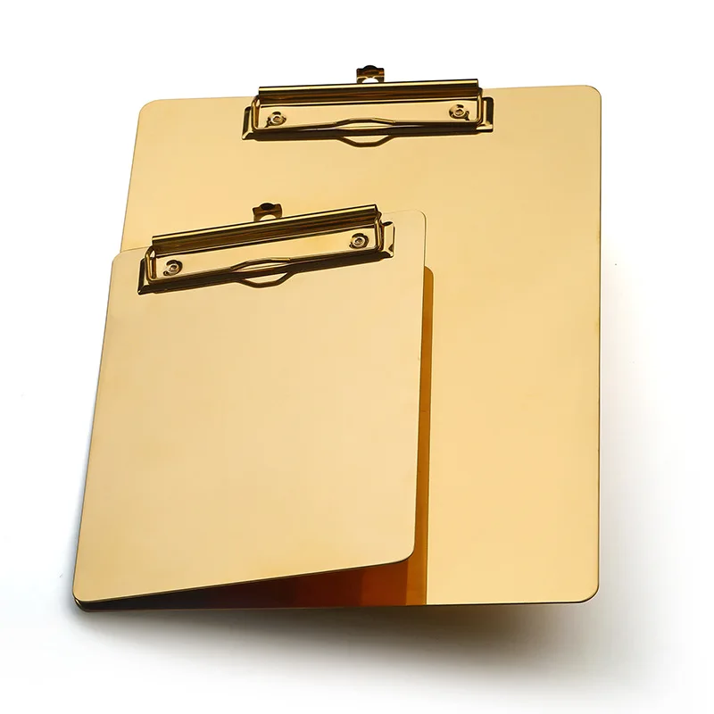 

Gold Stainless Steel Document Writing Board Clip Plate Restaurant Ordering Menu Clip Home Office Desk Organiser File Splint