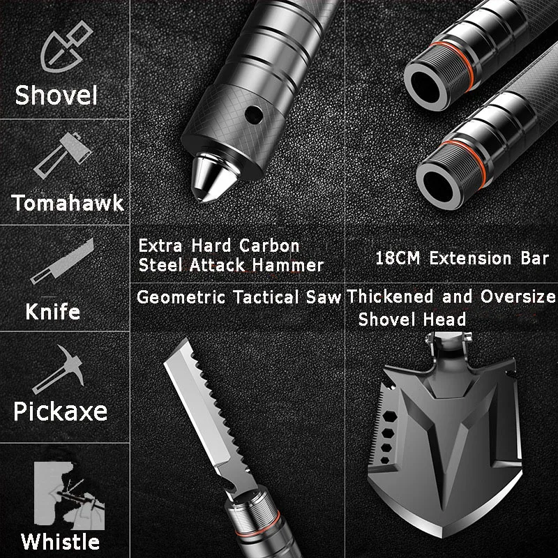 Высокопрочная лопата из углеродистой стали тактическая многофункциональная