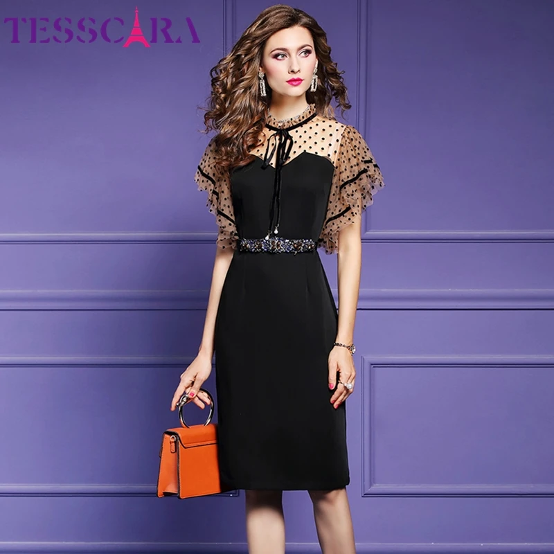 Женское вечернее платье карандаш TESSCARA элегантное офисное высокого качества