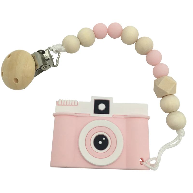 Cadena mordedor de silicona para beb&eacute;, juguetes de dentici&oacute;n sin BPA, accesorios para beb&eacute;, mordedor para reci&eacute;n nacido, chupete infantil, soporte con Clip-2