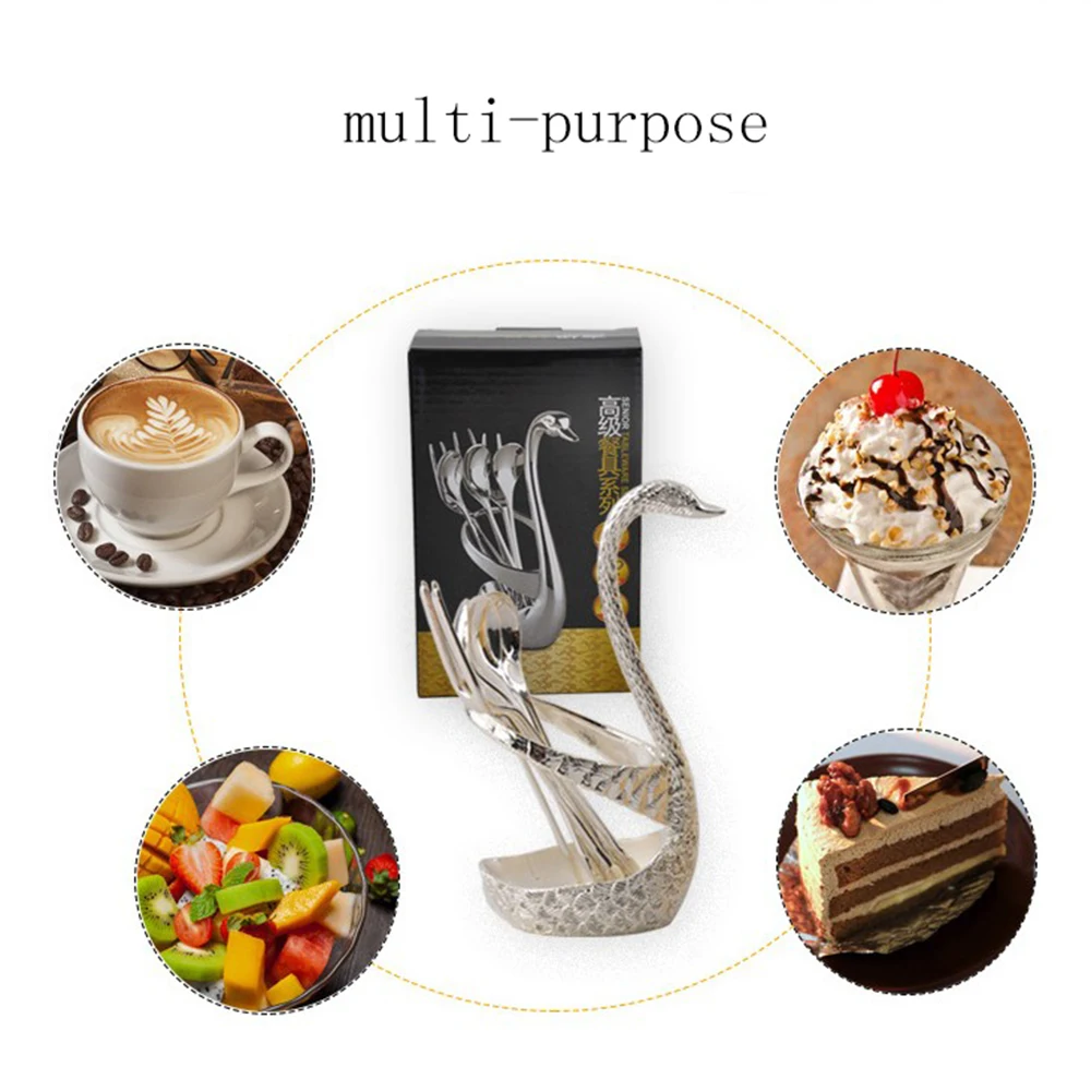 6 шт. Лебедь фрукты База держатель вилки набор нержавеющая сталь салат десерт