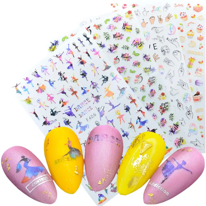 

1 Sheet 3D Acrylic Nail Sticker Beautiful Dancing Gril Ultra Thin Adhesive Decals Nail Art Slide Decoration Decals