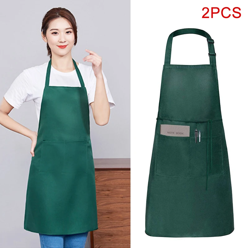 2 шт женские мужские фартуки с карманами прочные для ресторанов поваров кухня