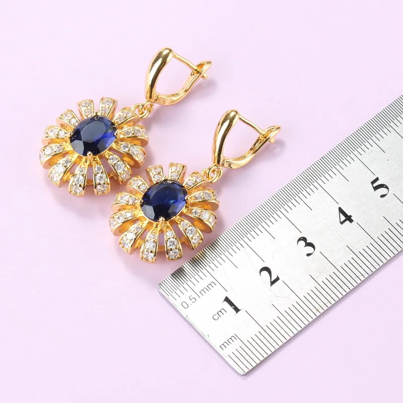 Африканские свадебные аксессуары большие ювелирные наборы золотой цвет синий