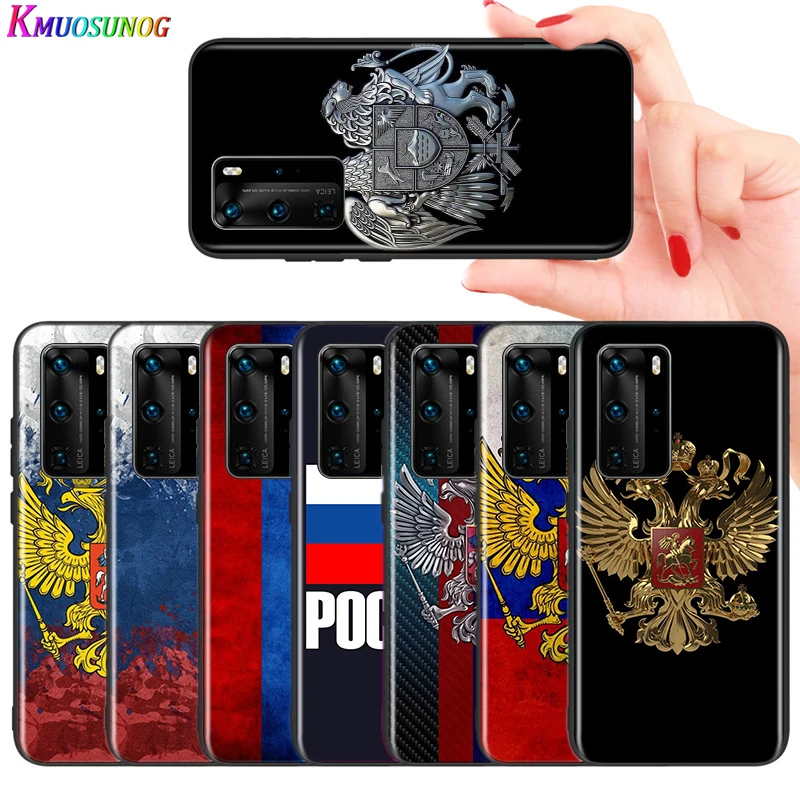 

For Huawei P40 P30 P20 Pro Lite E Plus 5G Bright Black Phone Case Russia flag For Huawei P10 P9 P8 Lite Cover