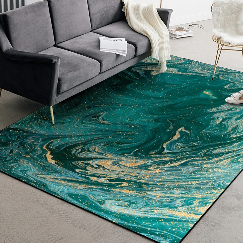 Abstract Marble Carpets and Rugs for Living Room Green Geometric Home Decoration Tapete Modern Bedroom Chair Anti-Slip Floor Mat |