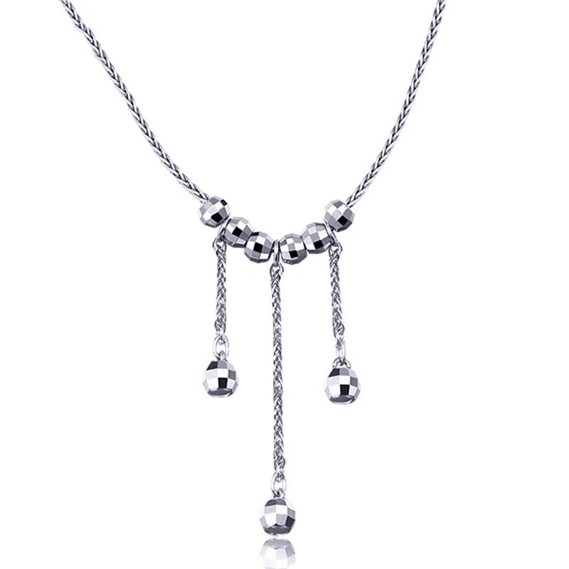 Цепочка с подвеской шариком Glitzy PT950 комплект из платины белого однотонного