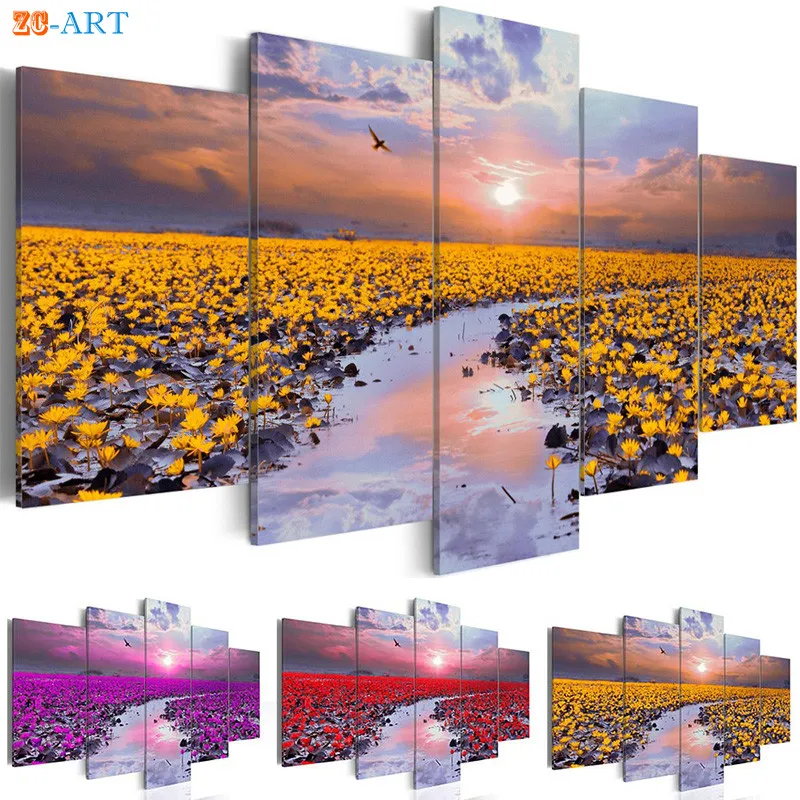 Картина на холсте с цветами лотоса настенный постер изображением природного