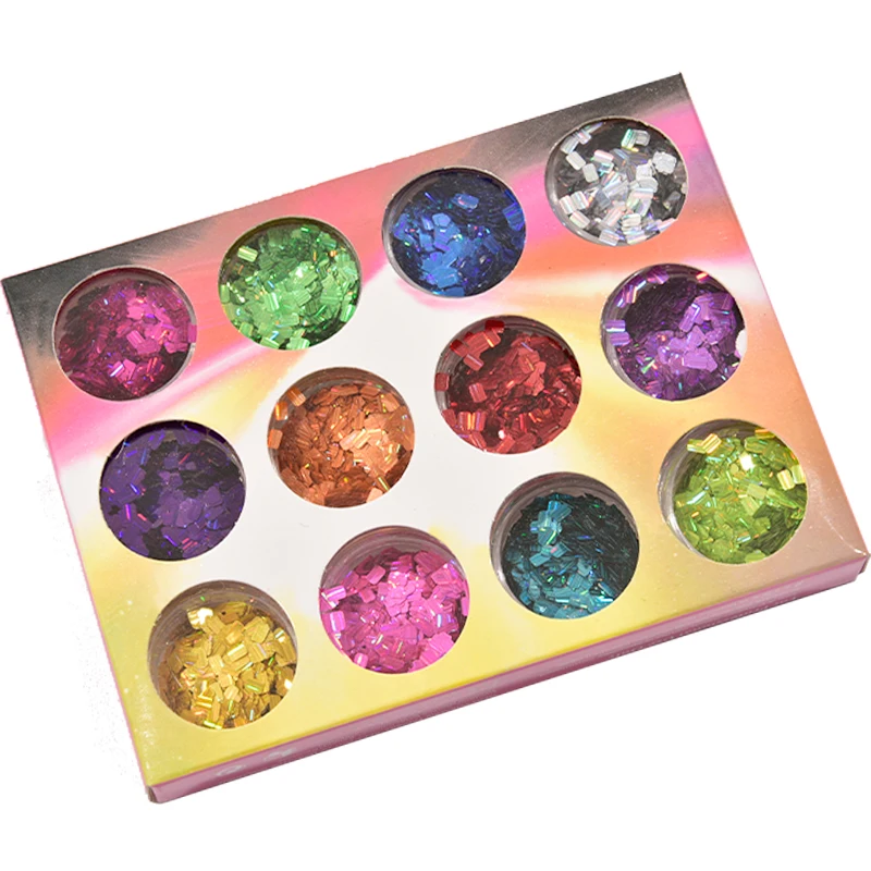 12 видов цветов ногтей блестящая голографическая кукурузных хлопьев