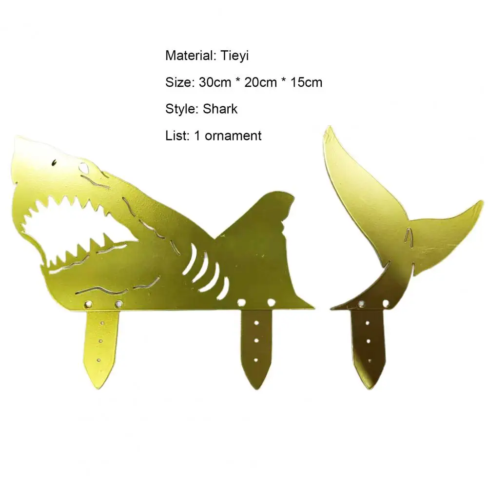 

Shark Decoration Insert Design Exquisite Workmanship Multi-purpose Funny Wrought Iron Shark Decoration for Yard