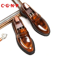 c%c2%b7g%c2%b7n%c2%b7p high quality thick soles business men casual shoes luxury patent leather straps buckles loafers slip on dress shoes