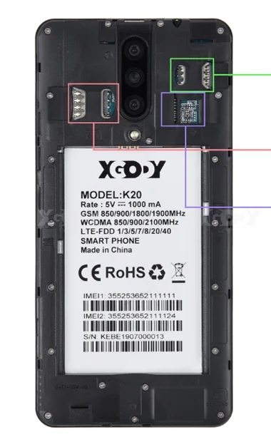 Аккумулятор XGODY K20 3 8 в для смартфонов 4G с двумя Sim-картами на базе Android 9 0 экран 5