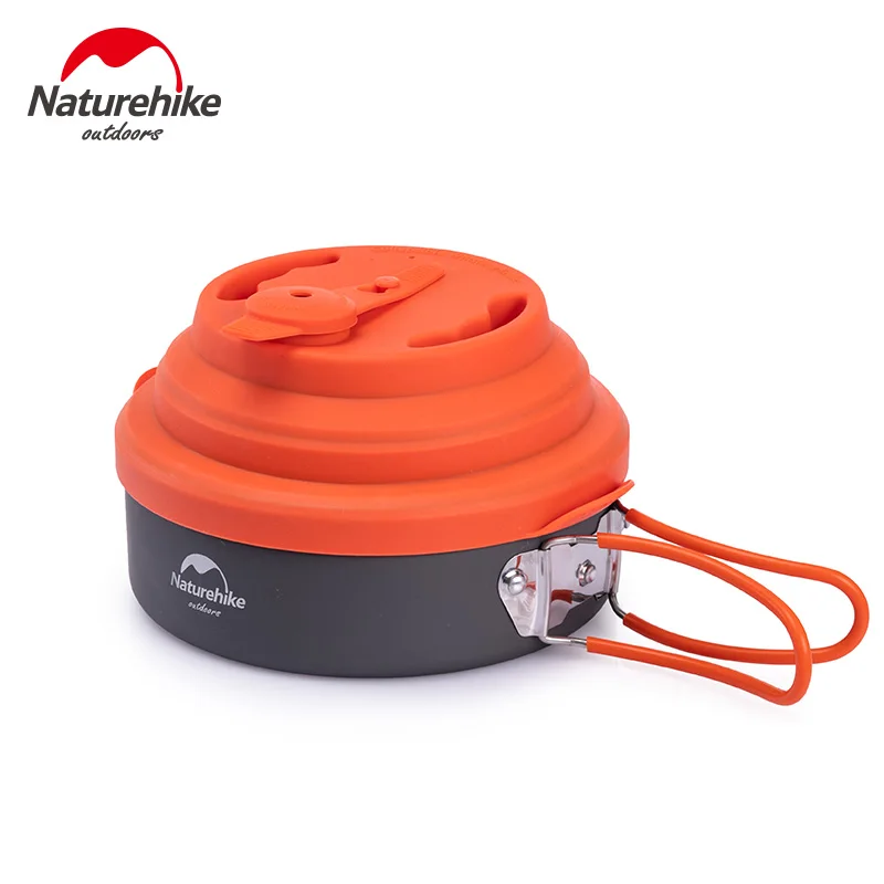 Naturehike 1.6L Кемпинг горшок с силиконовой крышкой свистящая Складная посуда