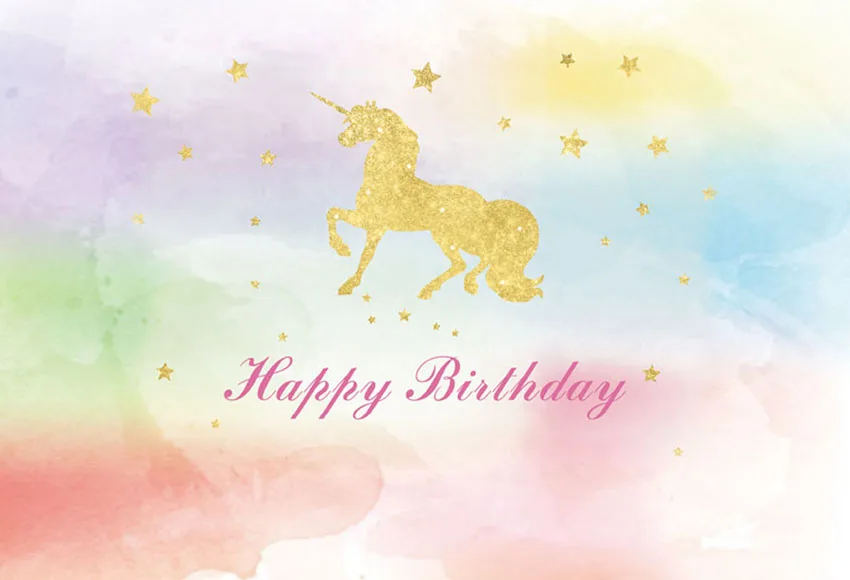 Виниловый фон для студийной фотосъемки 7 Х5 футов с золотым единорогом блестками