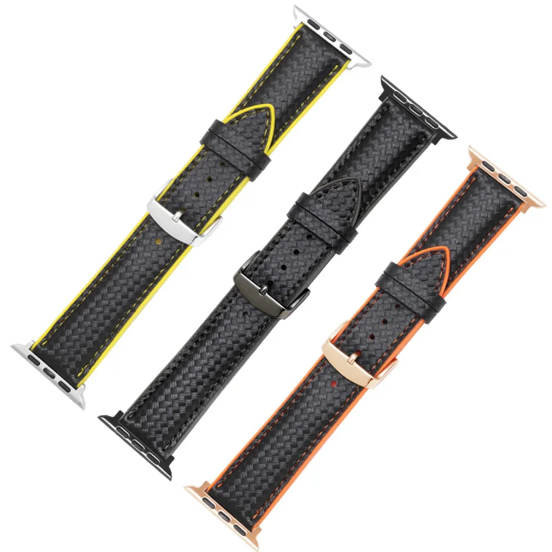 Ремешок из мягкого углеродного волокна и силикона черный браслет для Apple Iwatch 1 2 3 4