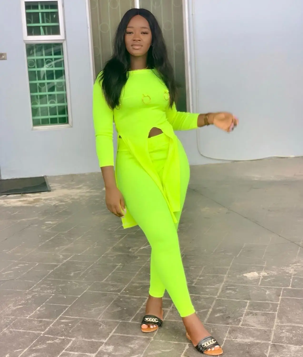 Модный Спортивный Повседневный костюм для женщин похудения Чистый цвет с