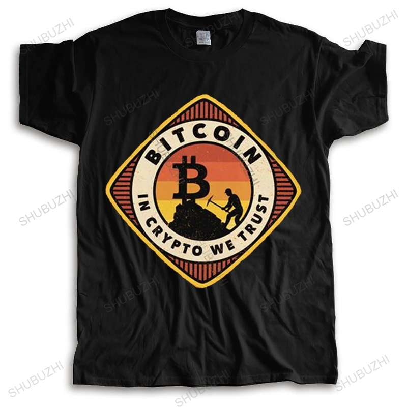 

Vintage Style Bitcoin T Shirt Men Cotton T-shirt Leisure Tee Tops Short Sleeved Retro in Crypto We Trust Miner Tshirt Clothing