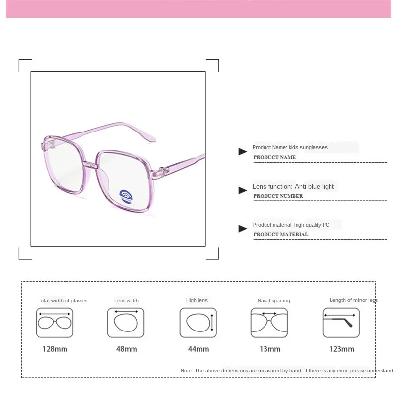 

Fashion Big Square Frame Child Glasses Frame Girl Plastic Glasses Frame Boy Blue Light Eyeglasses Kid Vintage Light Comfortable