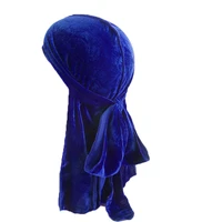 20pcslot Velvet Durag for Men Long Tail Pirate Hat Indian Cap Breathable Hip Hop Bandanas Hair Accessories Women Headwrap