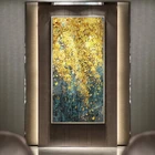Современная Картина на холсте, Постер и печать для гостиной, домашняя декоративная большая картина на стену с золотыми листьями, картина для ресторана