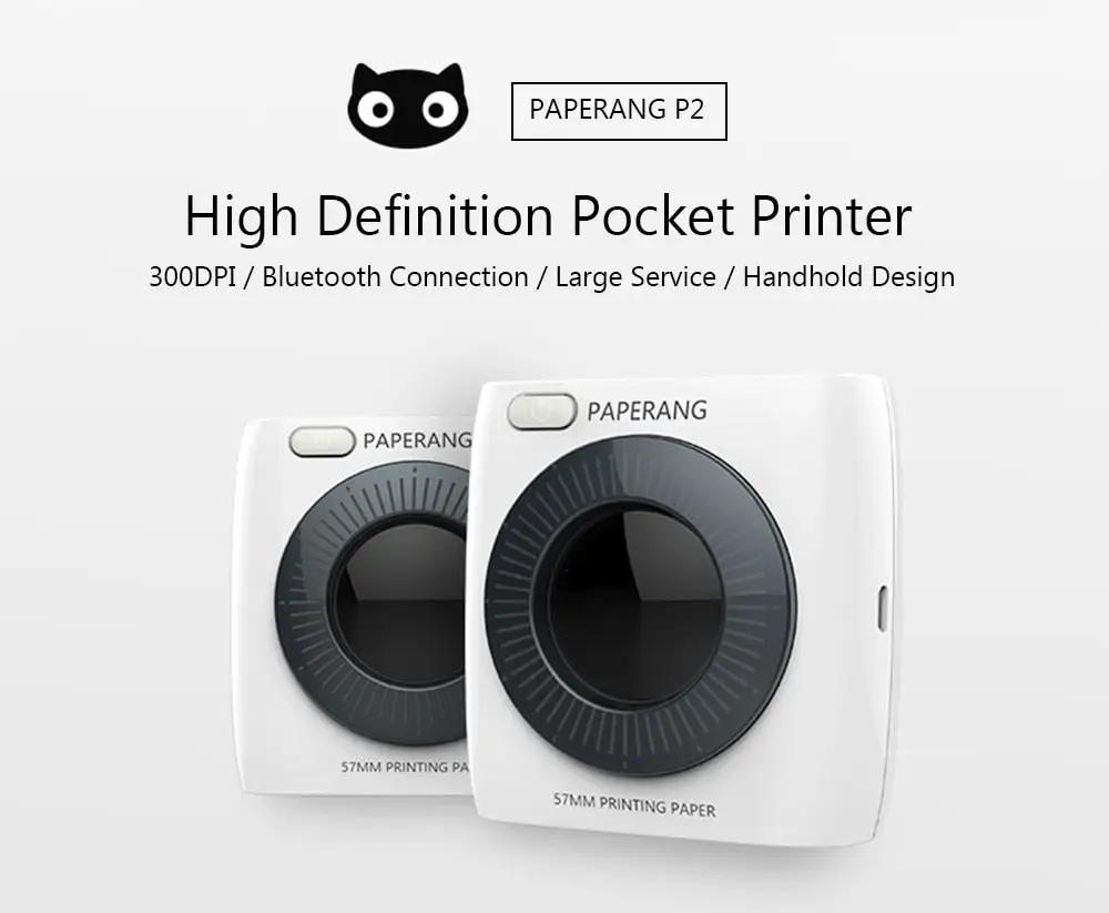 PAPERANG P2 карманный портативный мини-принтер с Bluetooth телефон фото 300id HD термопринтер этикеток для IOS Android Windows 1000 MAh