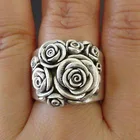 кольцо женское кольца 2021 тренд кольца для женщин бижутерия Классические винтажные 3D стерео кольца с цветком розы для женщин, модные свадебные и вечерние ювелирные украшения, подарок